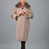 Пальто утепленное с воротом из чернобурой лисы 